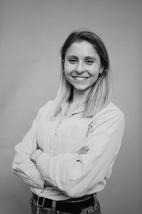 Melissa Bazany, headshot in black and white